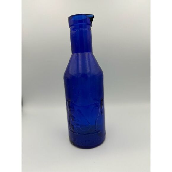Vintage Cobalt Blue Glass Milk Bottle ‘Absolutely Pure Milk’ The Milk Protector - Picture 4 of 7